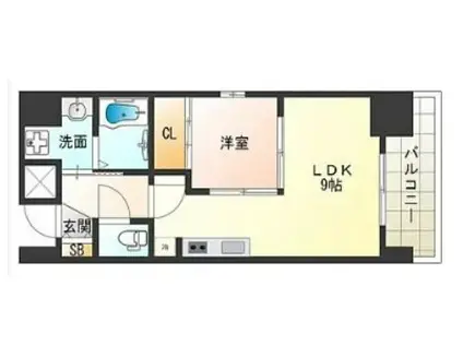 アクアプレイス南堀江(1LDK/3階)の間取り写真