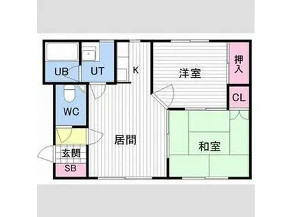 Kハイム星置A(2LDK/2階)の間取り写真