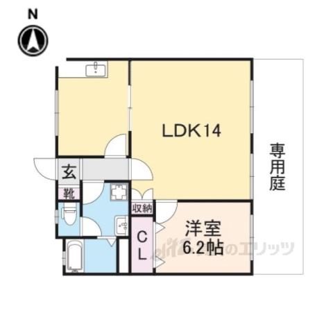サニーハイツ香蘭(2DK/1階)の間取り写真