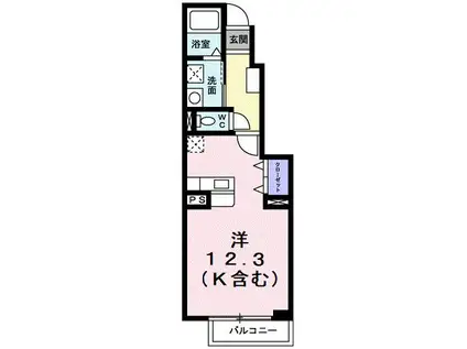 ベル・クールB(ワンルーム/1階)の間取り写真