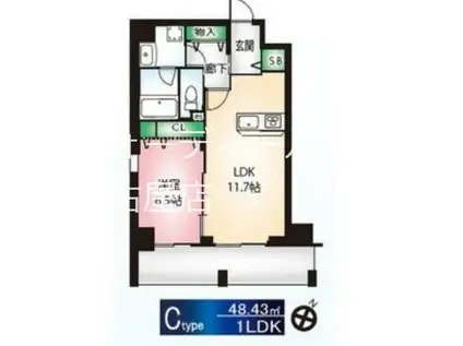 サングレース千種(1LDK/1階)の間取り写真