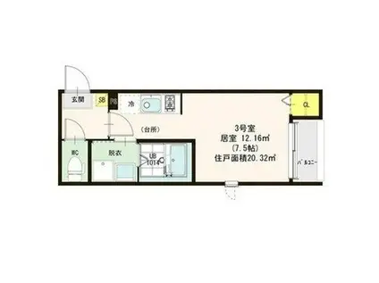 クレセント唐の原(1K/1階)の間取り写真