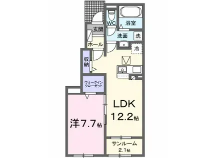 アルトプエンテ II(1LDK/1階)の間取り写真