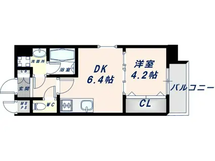 グランカーサ高井田(1DK/2階)の間取り写真