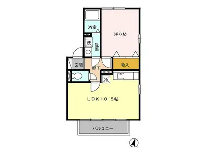 エル古城I/II/III(1LDK/2階)の間取り写真