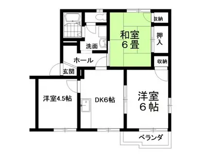 アイエスコーポラスA棟(3DK/1階)の間取り写真