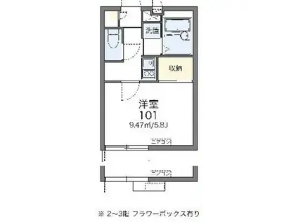 レオパレススター(1K/2階)の間取り写真