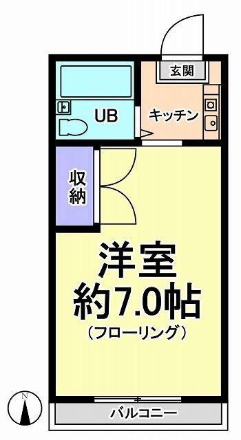小野ハイツ(1K/2階)の間取り写真