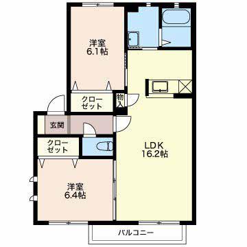HOLIC川島(2LDK/2階)の間取り写真