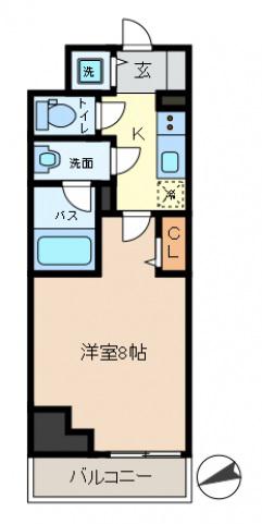 ユリカロゼ金町(1K/4階)の間取り写真