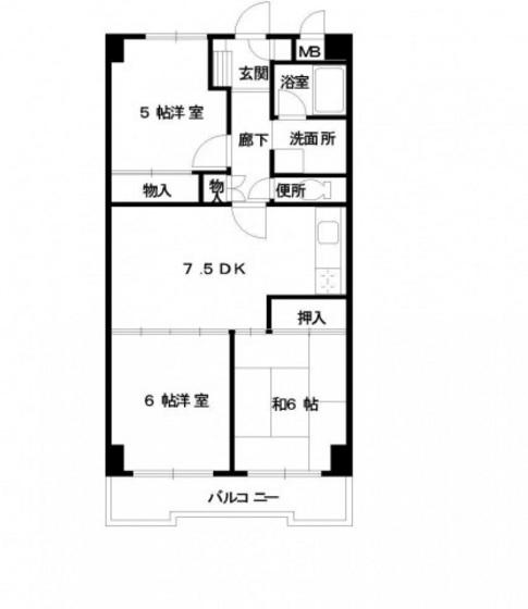 東邦マンション(3DK/3階)の間取り写真