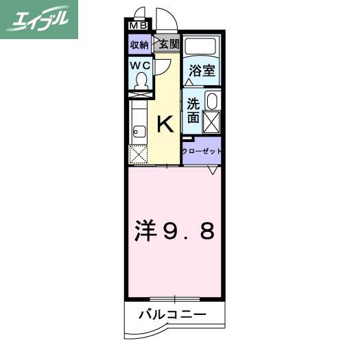 ハーモニー21(1K/1階)の間取り写真