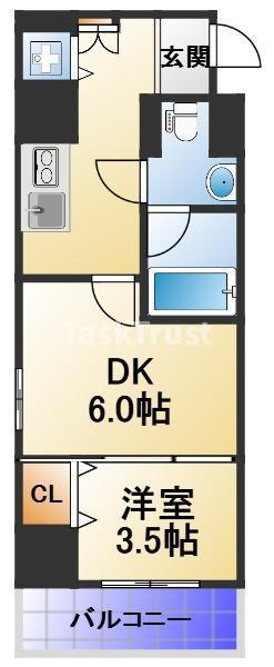 イグレック南本町(1DK/6階)の間取り写真