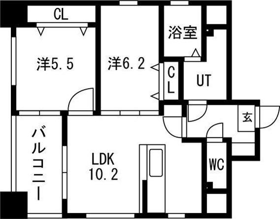 ライトクロト名港(2LDK/4階)の間取り写真