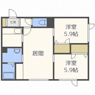 プランドールC(2LDK/1階)の間取り写真