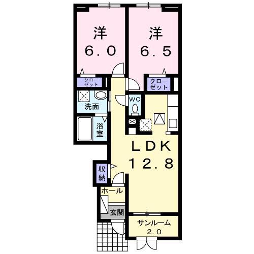 カランセB(2LDK/1階)の間取り写真