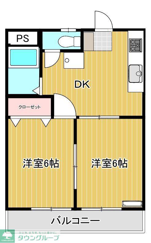 モンテヴェルデ(2DK/1階)の間取り写真
