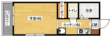 ハイツ緑井(1K/2階)の間取り写真