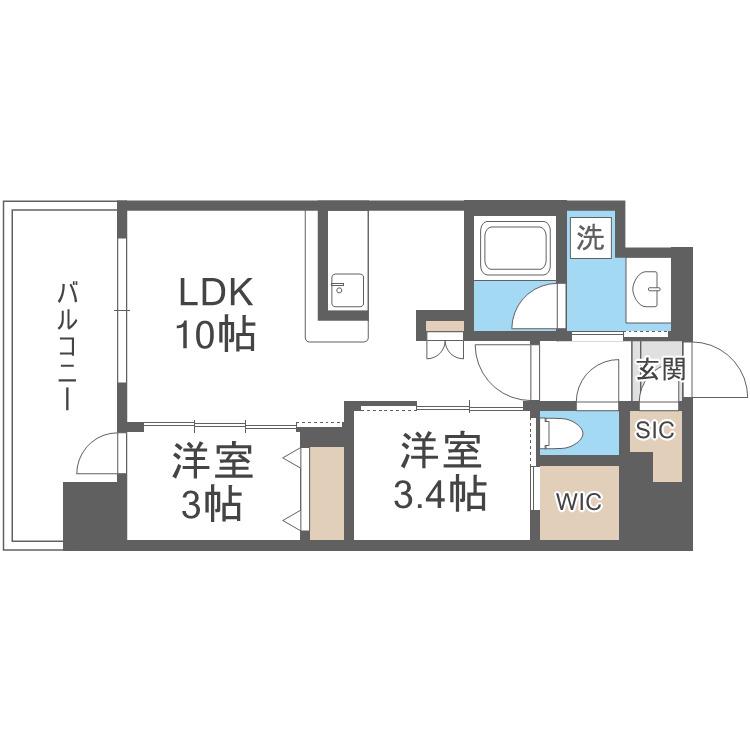 コンフォリア・リヴ京橋(2LDK/2階)の間取り写真