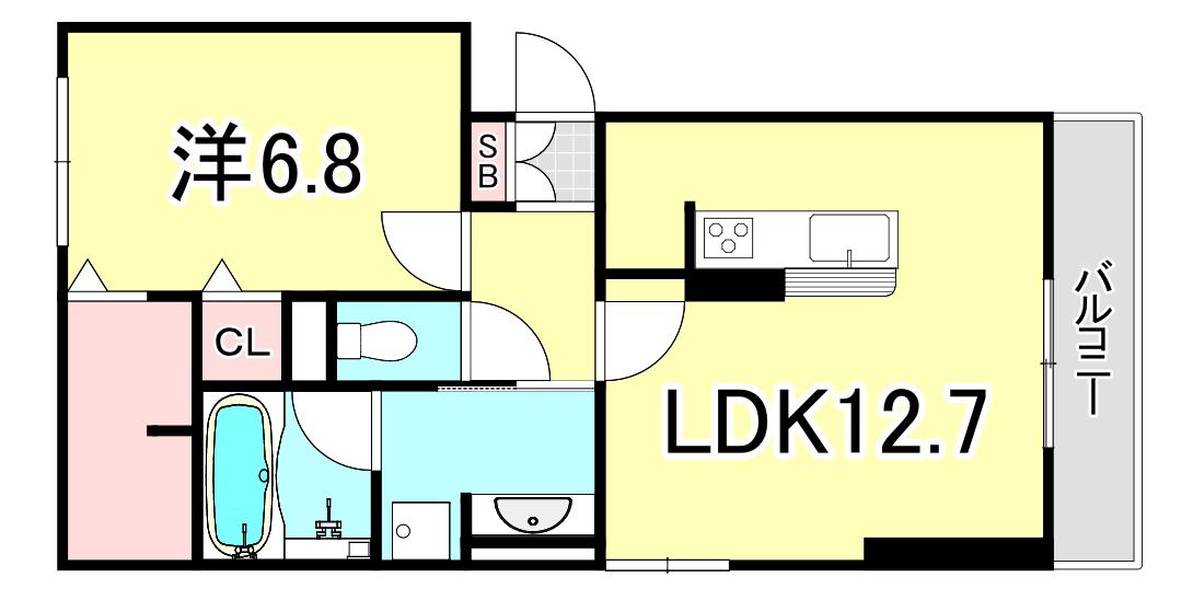 カームコート門戸(1LDK/1階)の間取り写真
