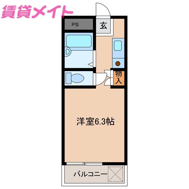 KOMO(ワンルーム/1階)の間取り写真
