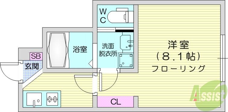 レクエルドⅠ(1K/1階)の間取り写真