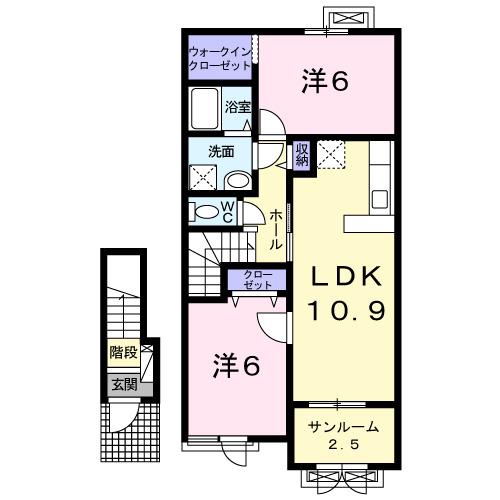 ファーストレーベン立野II(2LDK/2階)の間取り写真