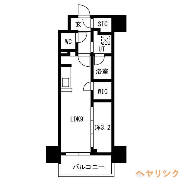メイクスアート名駅ウエスト(1LDK/2階)の間取り写真