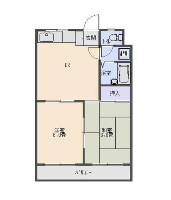 ハイツ河本(2DK/2階)の間取り写真