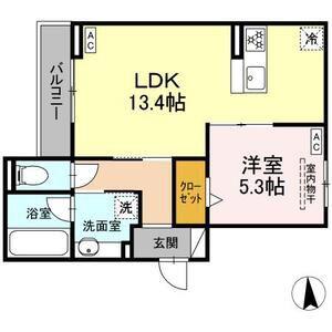 ラパーチェ(1LDK/2階)の間取り写真