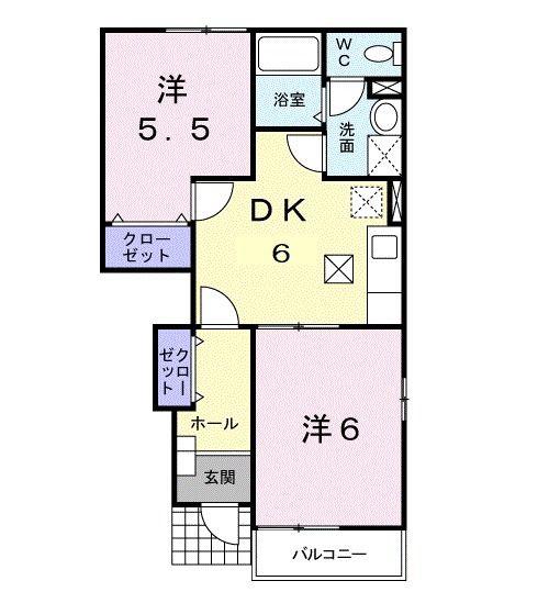 グリーン ゲイブルズ I番館(2DK/1階)の間取り写真