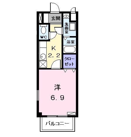 シャトー蓮池(1K/2階)の間取り写真