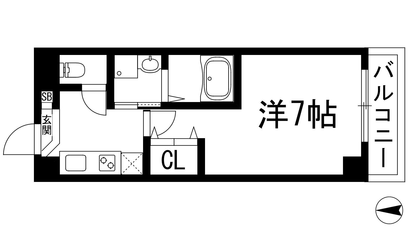 AILE石橋2(1K/2階)の間取り写真