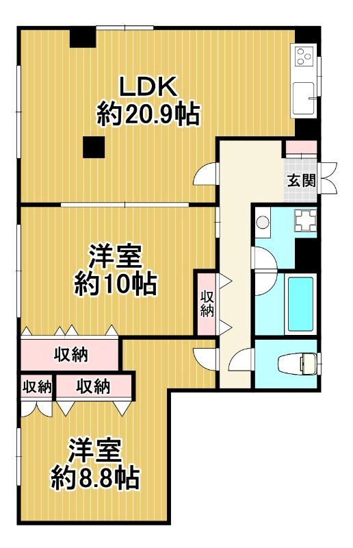 シャドーウイング洗足池(2LDK/1階)の間取り写真