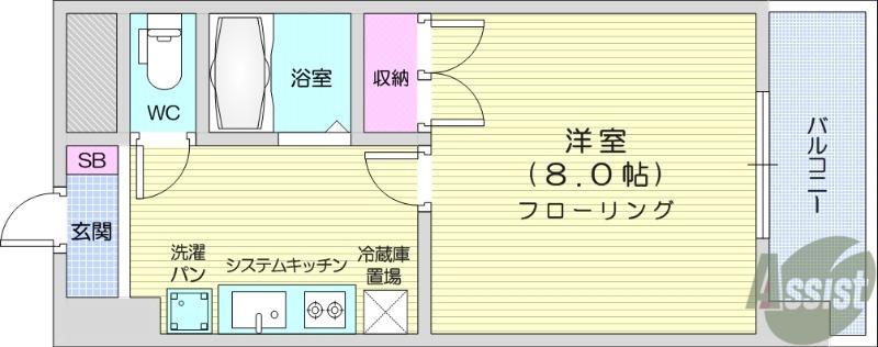 グラン・ドミール燕沢(1K/6階)の間取り写真