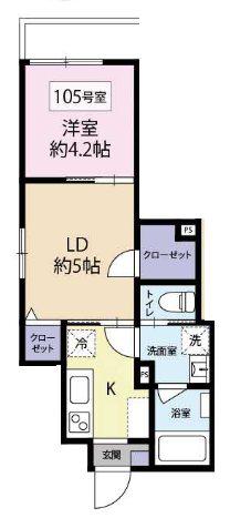 YS中野本町(1LDK/1階)の間取り写真