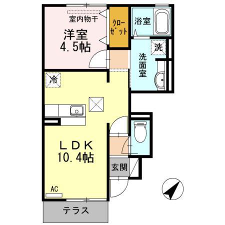 HARARAN CASTLE(1LDK/1階)の間取り写真
