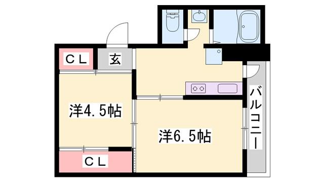 ヴィラナリー上郡 1号棟(2DK/4階)の間取り写真