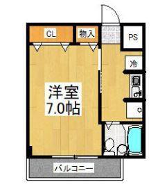 ベルエール調布(1K/3階)の間取り写真