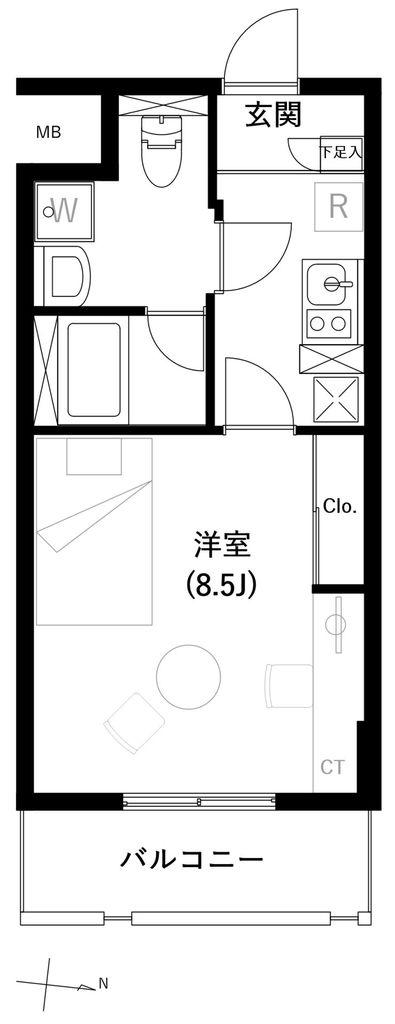 ACCESS湘南平塚(1K/4階)の間取り写真