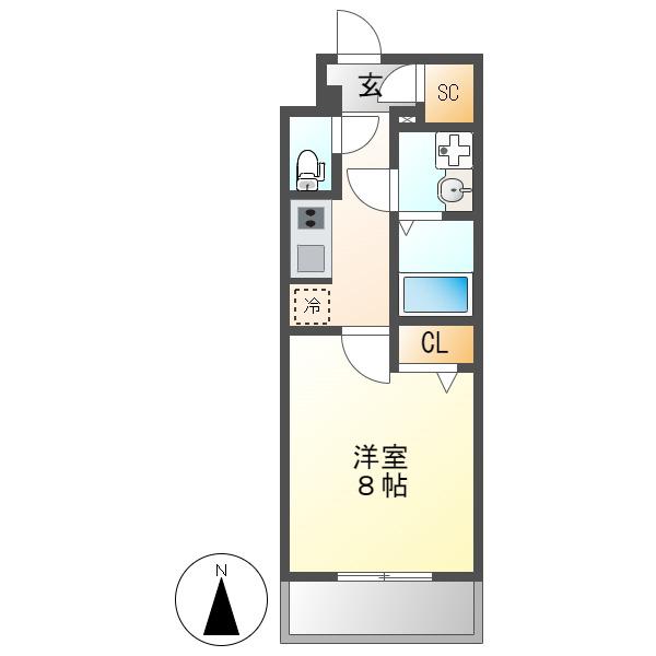 S-RESIDENCE尾頭橋BEAUTE(1K/11階)の間取り写真