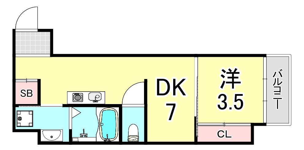 SAN MARINO尼崎(1DK/5階)の間取り写真