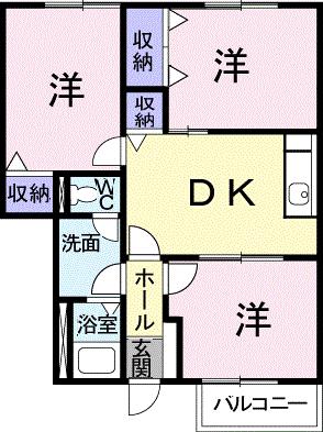 エモーション-21(3DK/1階)の間取り写真