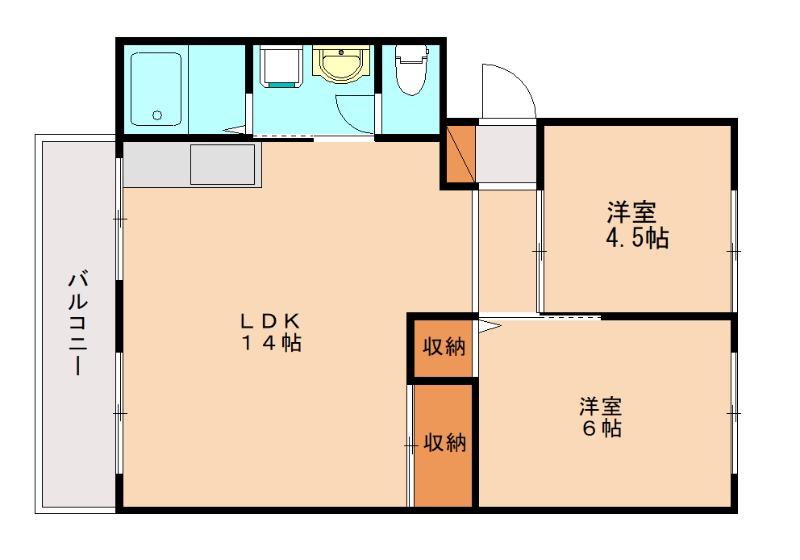 ベラミ和白東(2LDK/2階)の間取り写真