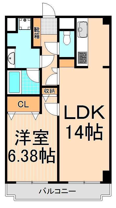 綾東ヴィレッジ弐番館(1LDK/2階)の間取り写真