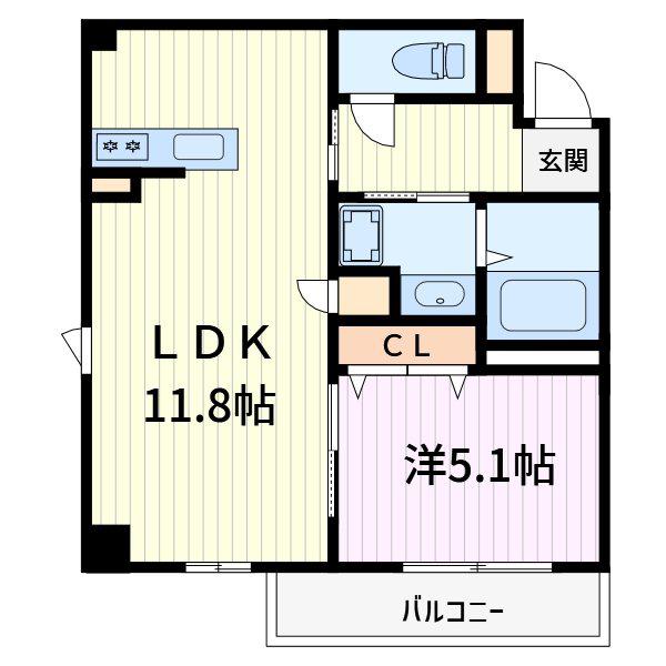 CALM RESIDENCE PROLOGUE(1LDK/3階)の間取り写真