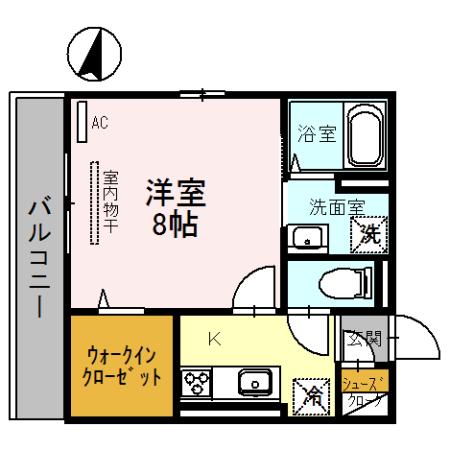 スチール立山(1K/2階)の間取り写真