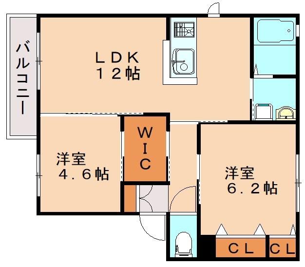 フォレスタ綱分  A棟(2LDK/2階)の間取り写真