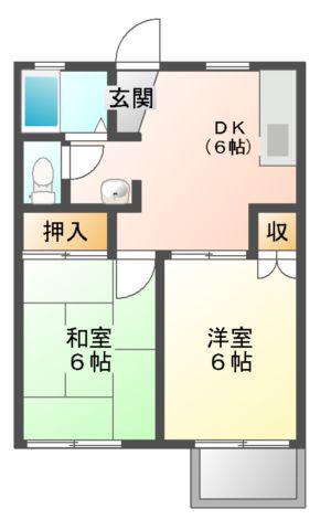 スパークシティ(2DK/1階)の間取り写真