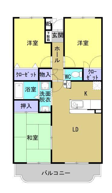 ユーミー八山田(3LDK/2階)の間取り写真